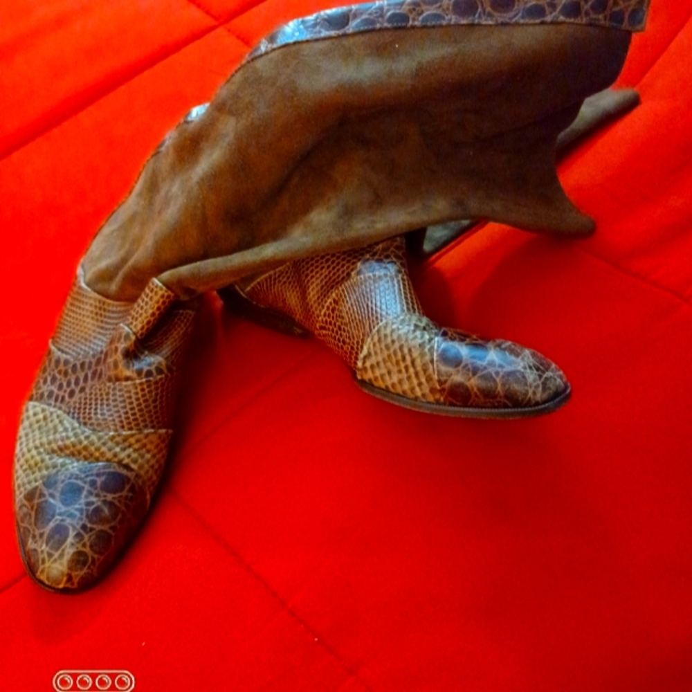 Italian leather/suede/snake riding boots! Fabuloso! Gently used - great cond!